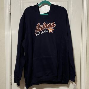 Women's Navy Houston Astros Fresh & Exciting V-Neck Pullover Hoodie